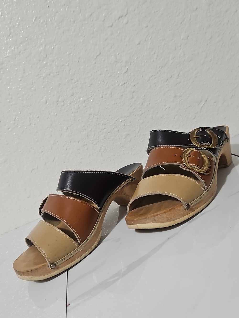Vintage Dr. Scholl's Multicolored Double Buckle Slide
